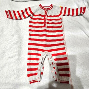 Cat & jack red cream striped Christmas sweater onesie 6-9 months
